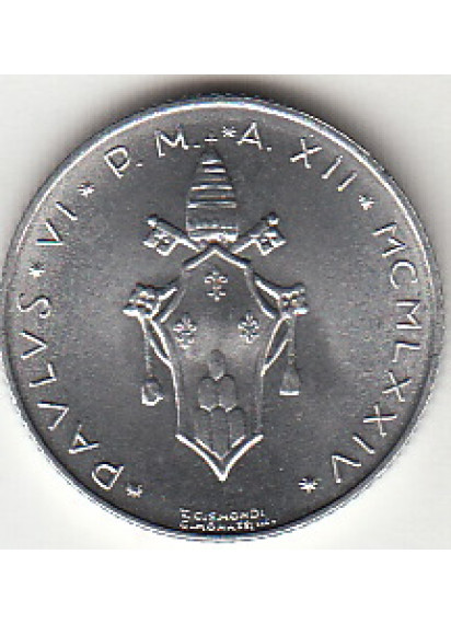 1974 Anno XII - Lire 1 Fior di Conio Paolo VI
